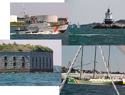 Fort, boats, lighthouse